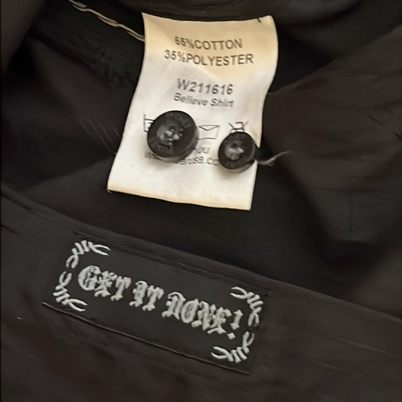 Roar | Believe button down black embroidered cross shirt Men’s size M goth punk - Picture 10 of 11